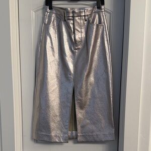J. Crew Shiny Silver Skirt